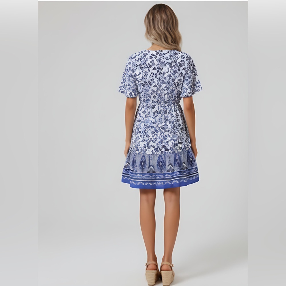 Boho Floral Print Ruffle Hem Dress - Picture 4 of 9